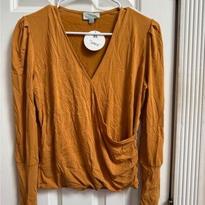 Veronica M Women's Mustard Wrap Blouse